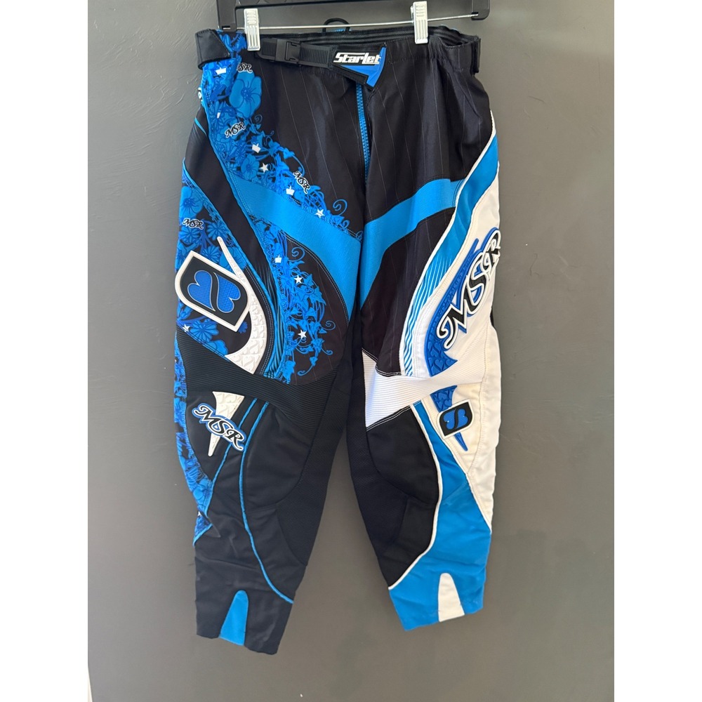 MSR Starlet Girls Motocross Pants Blue Black White Floral Graphic 11/12 Riding